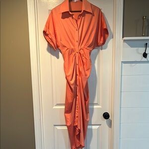 Elegant Orange Button-Down Dress